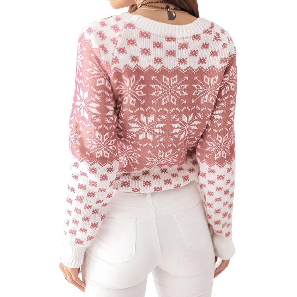 EXLURA Patterns Reindeer Ugly Christmas Women's Sweater Jumper Pullover Tops